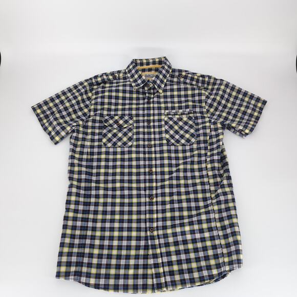 No Retreat Mens Multicolor Checkered Button Down Short Sleeve Shirt GUC- Size XL - Picture 11 of 12